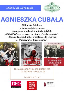3 października - Filia Skolimów zaprasza na spotkanie z Panią Agnieszką Cubałą.