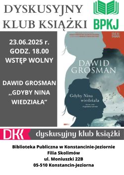 Dyskusyjny Klub Książki w filii w Skolimowie- 23.06.2025 r.
