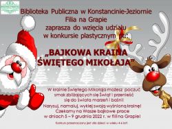 Bajkowa  Kraina Świętego Mikołaja - konkurs plastyczny w filii na Grapie - 5.12.2022