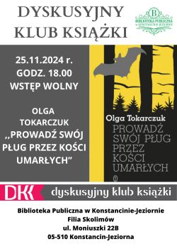 Dyskusyjny Klub Książki w filii w Skolimowie- 25.11.2024 r.