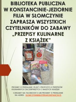 Przepisy kulinarne z książek w filii w Słomczynie - 21.11.2022