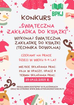 ,,Świąteczna zakładka do książki''- konkurs dla dzieci