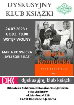 Dyskusyjny Klub Książki w filii w Skolimowie - 24.07.2023 r.