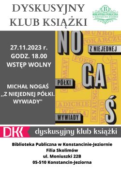 Dyskusyjny Klub Książki w filii w Skolimowie - 27.11.2023 r.