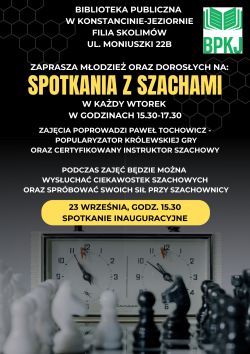 Spotkania z szachami - zajęcia cykliczne w filii w Skolimowie