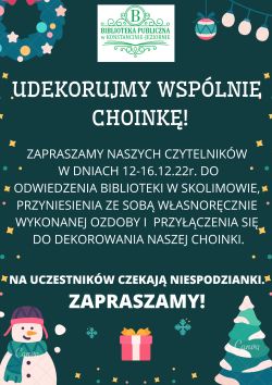 Udekorujmy choinkę w filii w Skolimowie! - 12.12.2022