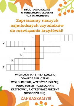 Jesienna krzyżówka w filii w Skolimowie - 14.11.2022
