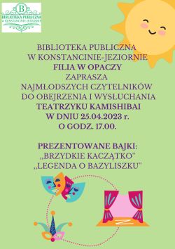 Teatrzyk kamishibai w filii w Opacz- 25.04.2023 r.