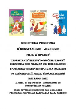 "Zbitki" języka polskiego cz. 4 w filii w Opaczy - 26.01.2022
