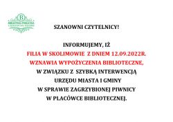 Biblioteka w Skolimowie wznawia działalność! - 12.09.2022