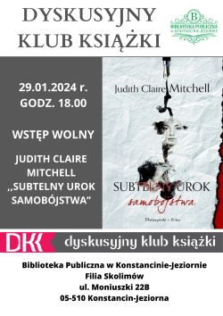 Dyskusyjny Klub Książki w filii w Skolimowie- 29.01.2024 r.