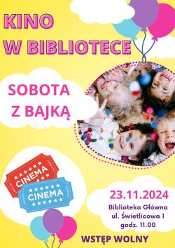 Seans filmowy dla dzieci z cyklu ,,Spotkanie z bajką'' w Bibliotece Głównej 23.11.2024 r.