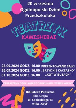 Teatrzyk kamishibai w filii na Grapie- 25-26.09 oraz 01.10.2024 r.