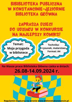 Konkurs na najlepszy komiks w Bibliotece Głównej 26.08-14.09.2024 r.