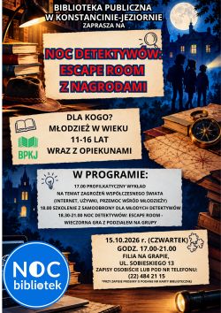 Noc detektywów- ESCAPE ROOM dla młodzieży