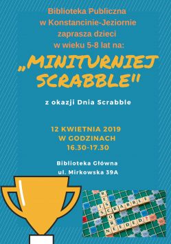 12 kwietnia Biblioteka Główna zaprasza dzieci na "Miniturniej Scrabble"