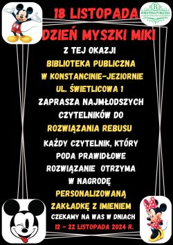 Dzień Myszki Miki- Biblioteka Główna 12-22.11.2024 r.