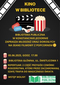 Kino w bibliotece- seans filmowy dla młodzieży i dorosłych w Bibliotece Głównej