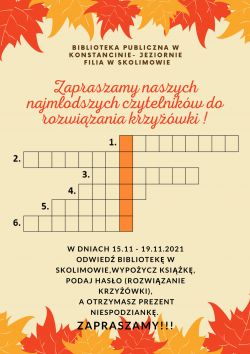 Jesienna krzyżówka w filii w Skolimowie - 15.11.2021