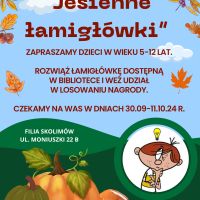 ,,Jesienne łamigłówki'' w filii w Skolimowie 30.09-11.10.2024 r.