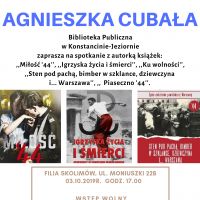 3 października - Filia Skolimów zaprasza na spotkanie z Panią Agnieszką Cubałą.