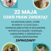 Dzień Praw Zwierząt w filii w Skolimowie 13-24.05.2024 r.