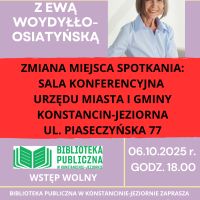 Spotkanie autorskie z Ewą Woydyłło-Osiatyńską- ZMIANA MIEJSCA SPOTKANIA!