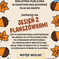 ,,Jesień z planszówkami'' w filii na Grapie 02-13.10.2023 r.