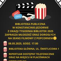 Kino w bibliotece- seans filmowy dla młodzieży i dorosłych w Bibliotece Głównej