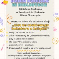 ,,List do ulubionego bohatera z książki'' w filii w Słomczynie 26.05-06.06.2025 r.