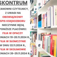 Obowiązkowy spis księgozbioru w filiach: Opacz, Skolimów i Słomczyn