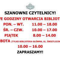 Zmiana godzin otwarcia biblioteki - 07.02.2022