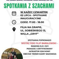 Spotkania z szachami - zajęcia cykliczne w filii na Grapie 02, 09, 16, 23, 30 lipca