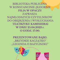 Teatrzyk kamishibai w filii w Opacz- 25.04.2023 r.
