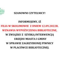 Biblioteka w Skolimowie wznawia działalność! - 12.09.2022