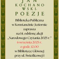 Narodowe Czytanie 2025: Jan Kochanowski. Poezje