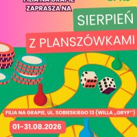 Sierpień z planszówkami w filii na Grapie 01-31.08.2026 r.