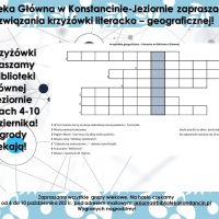 Krzyżówka literacko - geograficzna w Bibliotece Głównej - 4.10.2021
