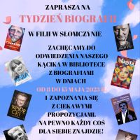 ,,Znajdziesz mnie w bibliotece'' Tydzień biografii w filii w Słomczynie 08-15.05.2023 r.