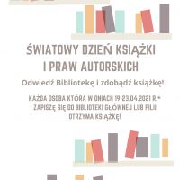 Światowy Dzień Książki i Praw Autorskich- zdobądź książkę!