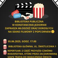 Kino w bibliotece- seans filmowy dla młodzieży i dorosłych w Bibliotece Głównej
