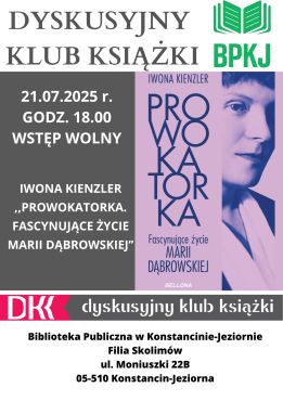 Dyskusyjny Klub Książki w filii w Skolimowie- 21.07.2025 r.