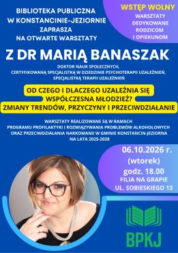 Otwarte warsztaty dla rodziców i opiekunów z dr Marią Banaszak