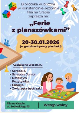 Ferie z planszówkami w filii na Grapie 20-30.01.2026 r.