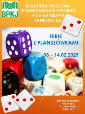 ,,Ferie z planszówkami'' w filii na Grapie- 03-14.02.2025 r.