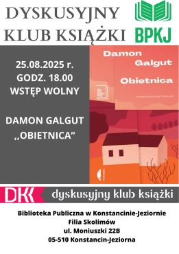 Dyskusyjny Klub Książki w filii w Skolimowie- 25.08.2025 r.