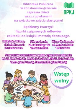 Warsztaty plastyczne dla dzieci 09-15.07.2026 r.