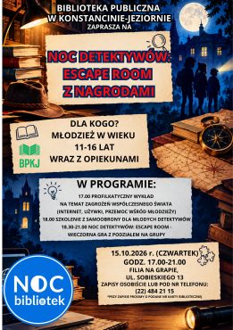 Noc detektywów- ESCAPE ROOM dla młodzieży