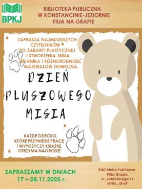 Dzień Pluszowego Misia w filii na Grapie! 17-28.11.2025