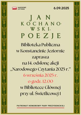 Narodowe Czytanie 2025: Jan Kochanowski. Poezje